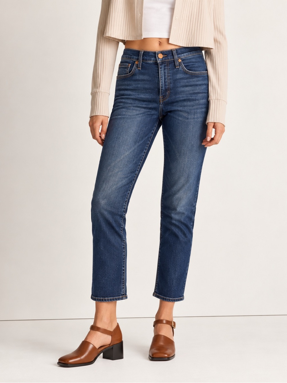 Madewell Mid-Rise Stovepipe Jeans Size 30 Dark Wash Stretch Denim